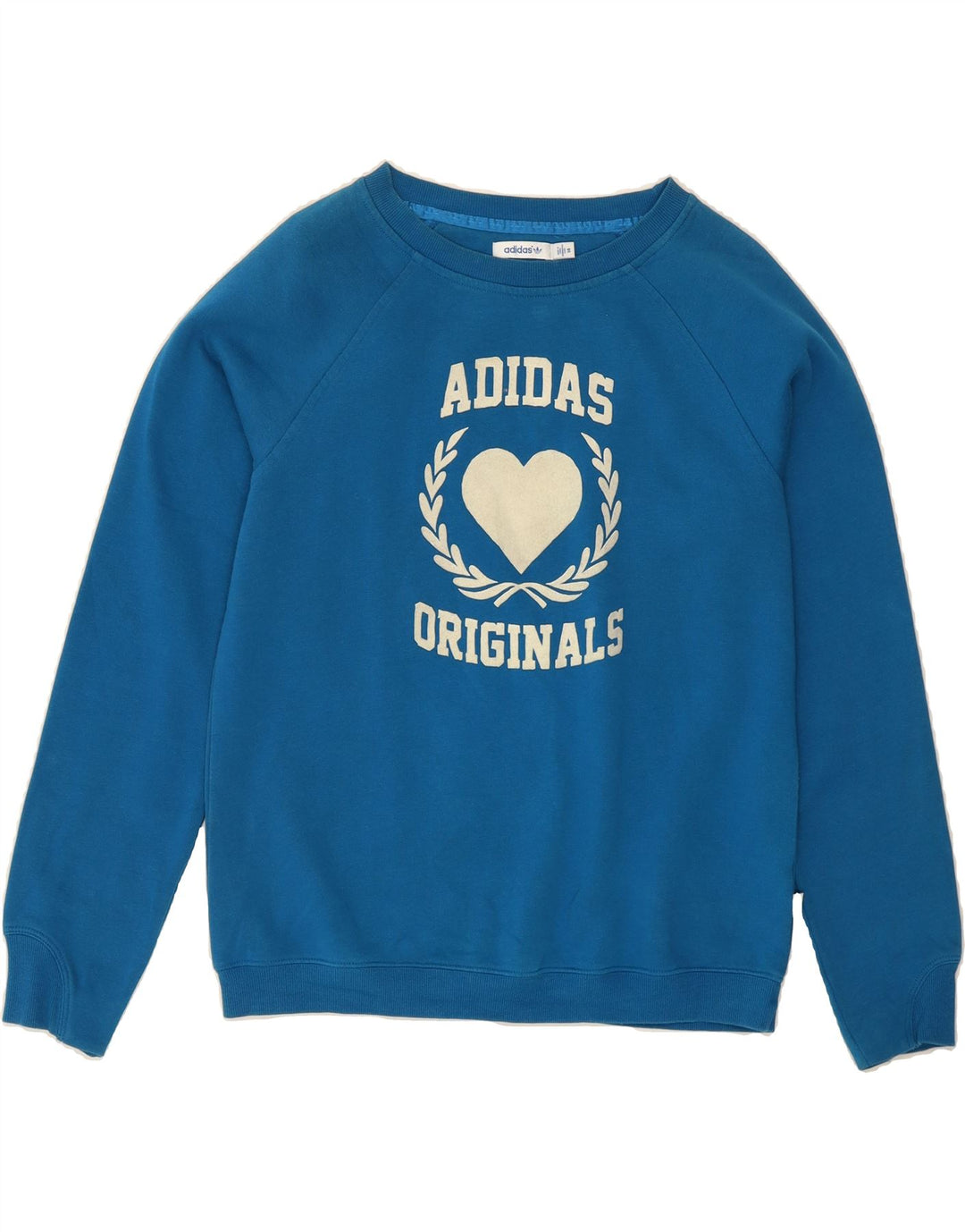 ADIDAS Womens Graphic Sweatshirt Jumper UK 14 Medium Blue Polyester Vintage Adidas and Second-Hand Adidas from Messina Hembry 