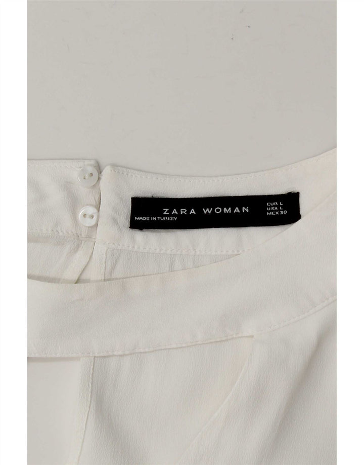 Zara Chemisier à manches 3/4 pour femme UK 16 Large Blanc