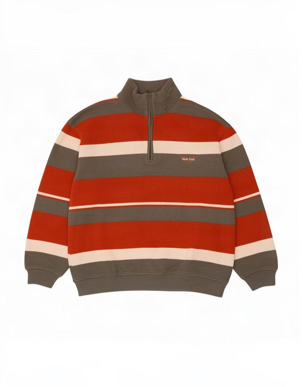 Engbers Pull col zippé pour homme 2XL en coton rayé multicolore