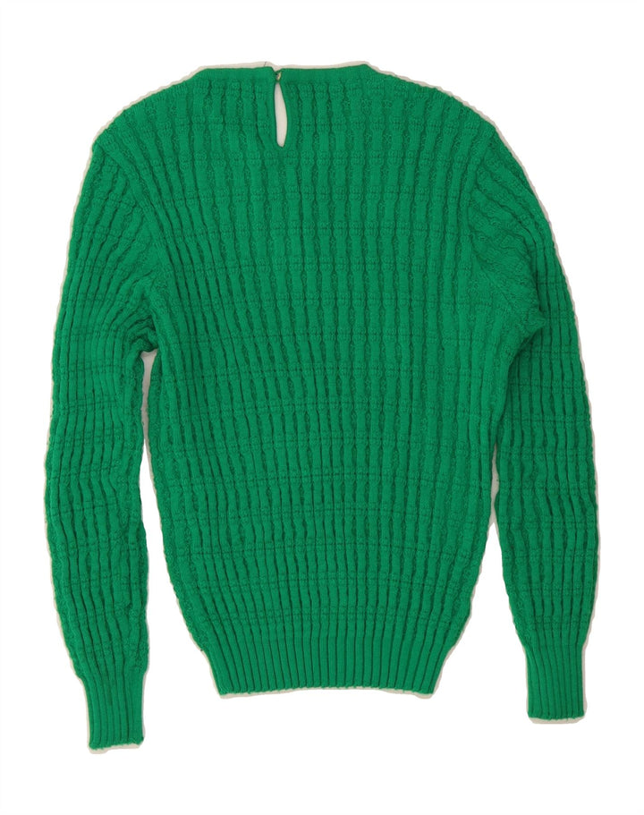 VINTAGE Womens Boat Neck Jumper Sweater IT 44 Medium Green Acrylic Vintage Vintage and Second-Hand Vintage from Messina Hembry 