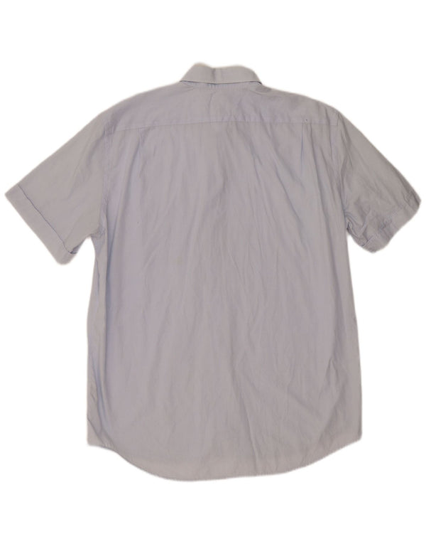 Lacoste Mens Short Sleeve Shirt Size 43 Large Blue Cotton