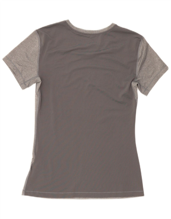 Nike Womens Dri Fit T-Shirt Top UK 14 Large Gris Polyester