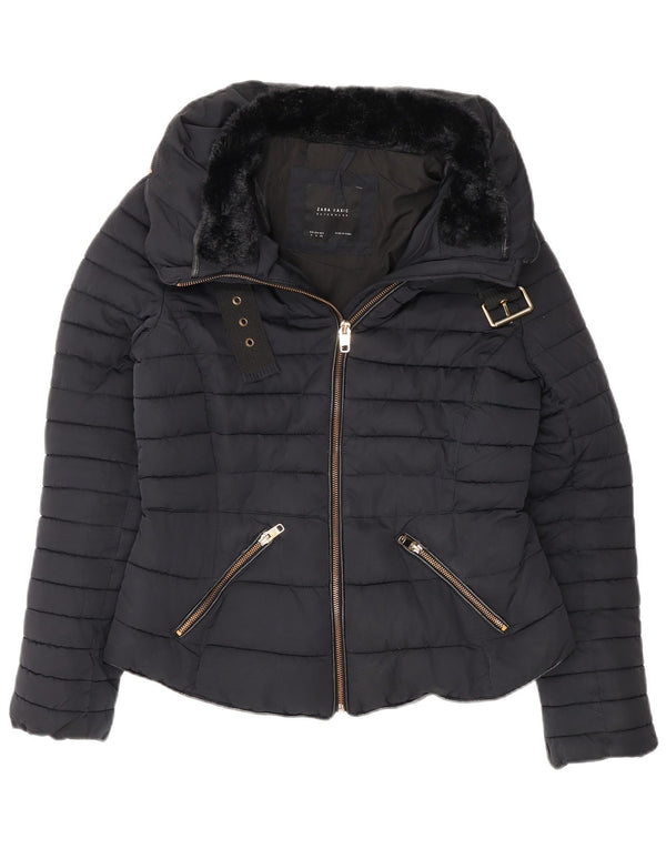 Zara Veste rembourrée pour femme UK 12 Polyester bleu marine moyen