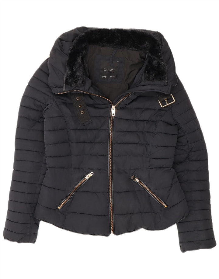 Zara Veste rembourrée pour femme UK 12 Polyester bleu marine moyen