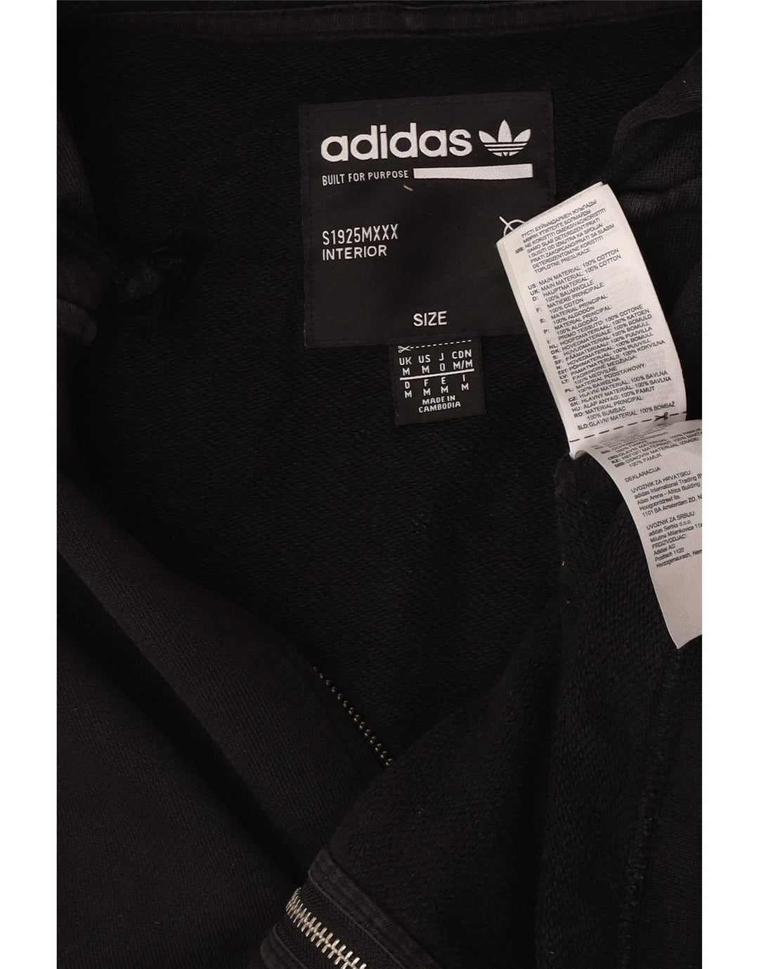 Adidas Pull à capuche zippé graphique pour homme en coton noir moyen