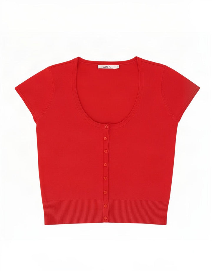 M&Co Chemisier à manches courtes pour femme UK 10 Petit Rouge Polyester