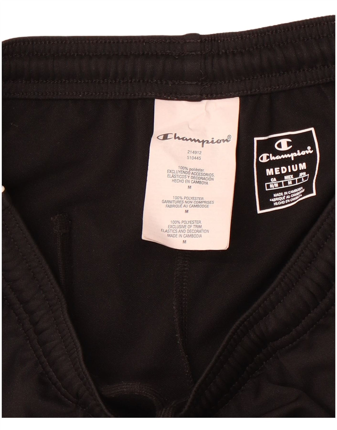 Champion Short de Sport Homme Noir Moyen Polyester