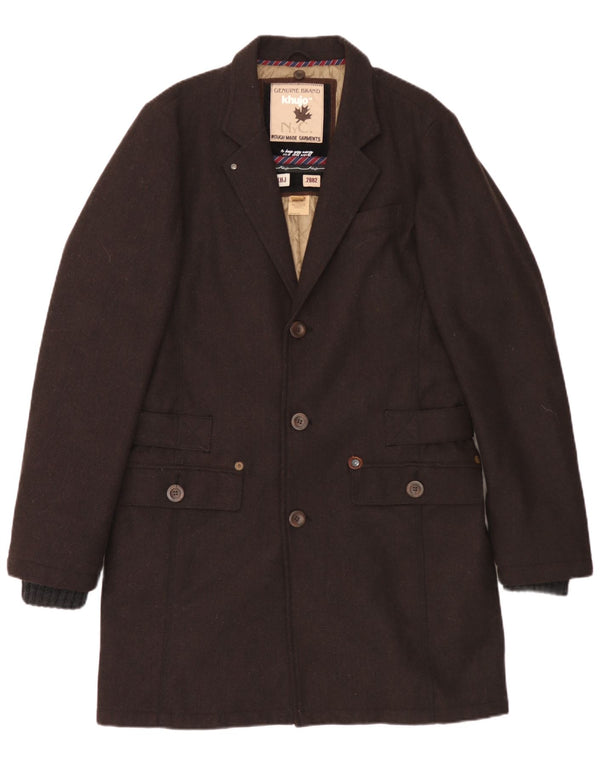 KHUJO Manteau Homme UK 40 Grand Marron à Chevrons Polyester