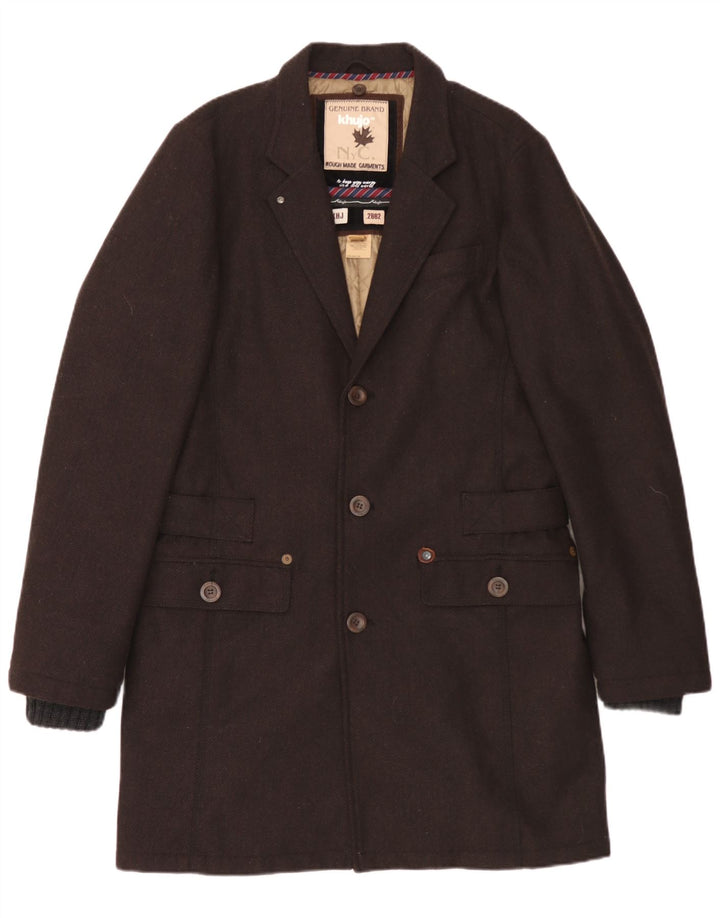 KHUJO Manteau Homme UK 40 Grand Marron à Chevrons Polyester