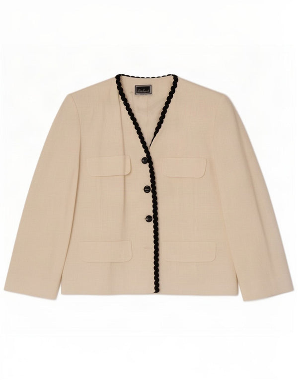 Luisa Spagnoli Veste blazer à 3 boutons pour femme IT 46 Large Blanc cassé