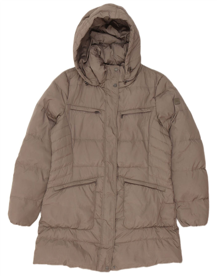 Geox Manteau rembourré à capuche pour femme UK 12 Marron moyen Polyester