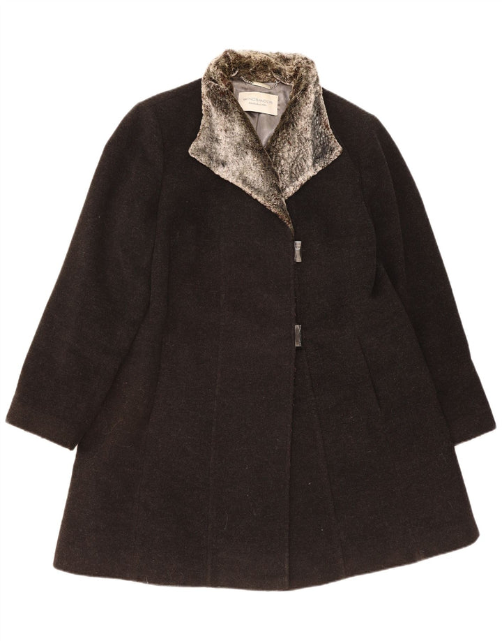 WINDSMOOR Womens Overcoat UK 20 2XL Grey Wool