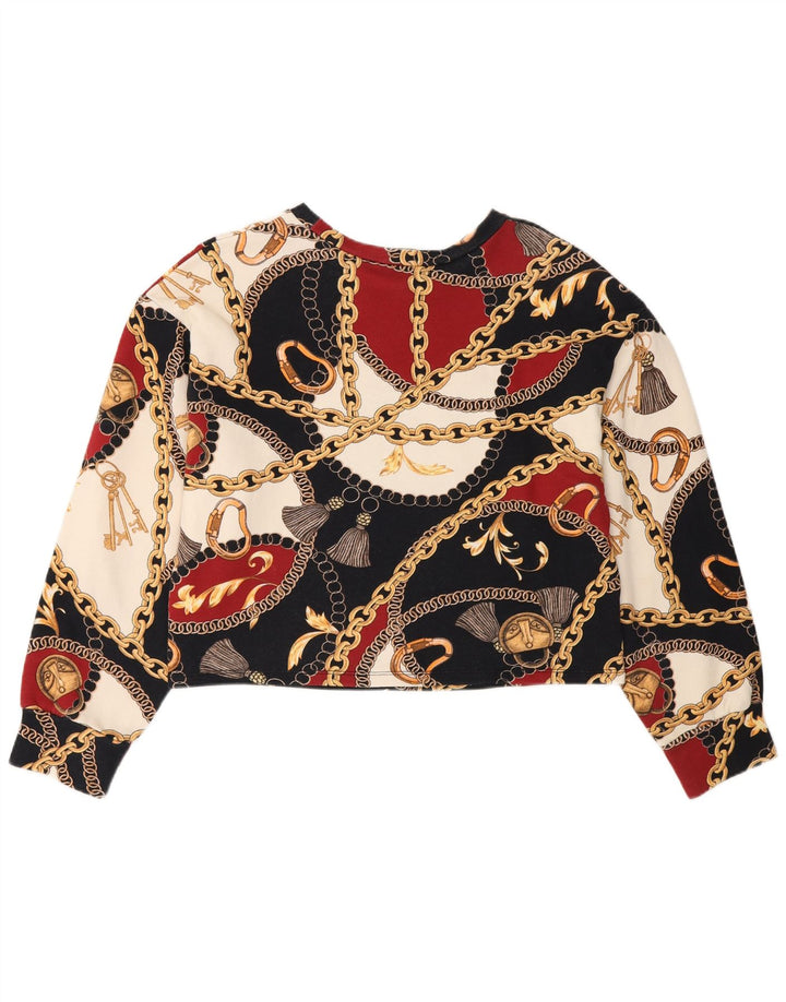 Zara Femme Crop Graphic Sweatshirt Jumper UK 10 Small Multicolore
