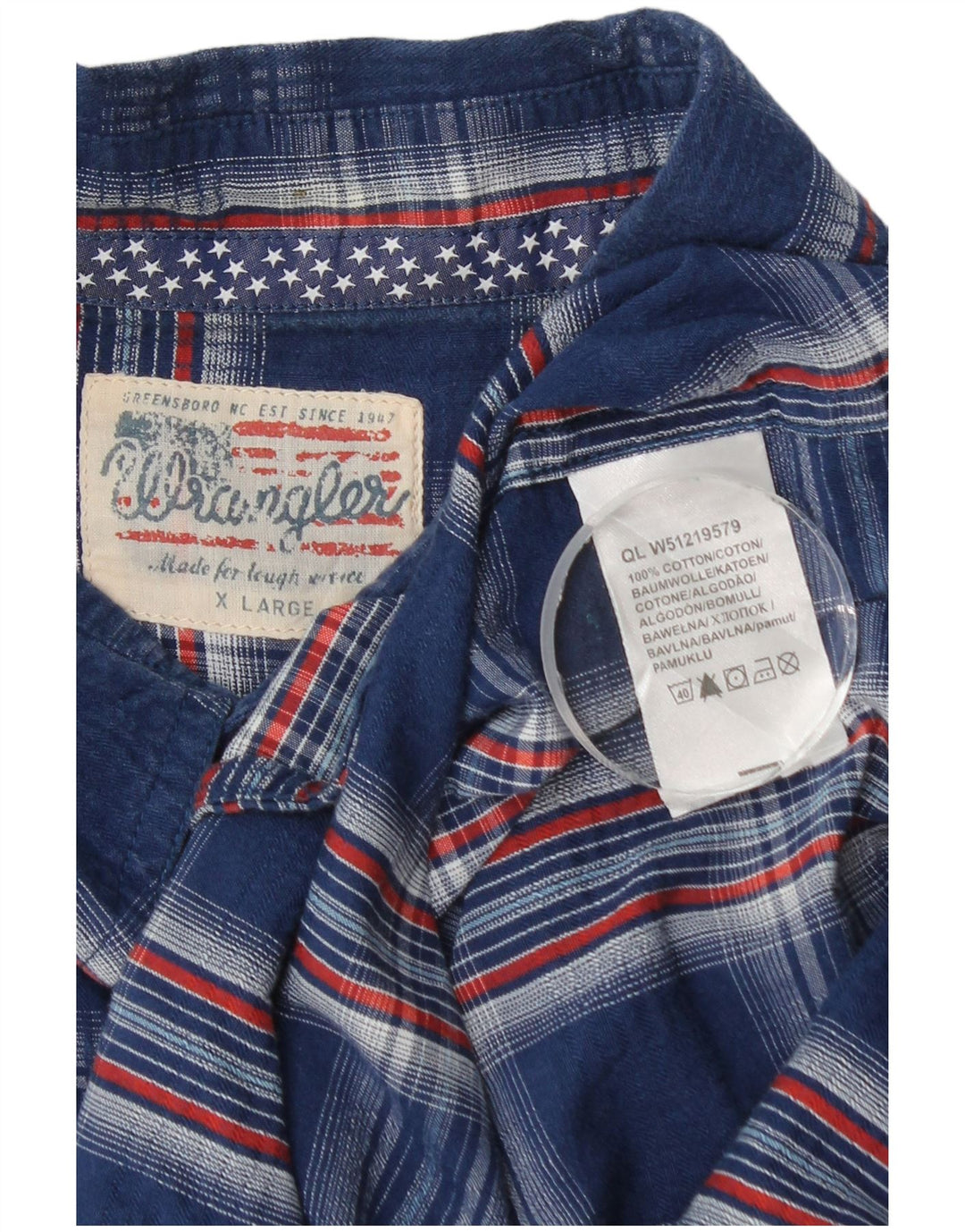 Wrangler Chemise à manches courtes pour homme XL en coton à carreaux bleus