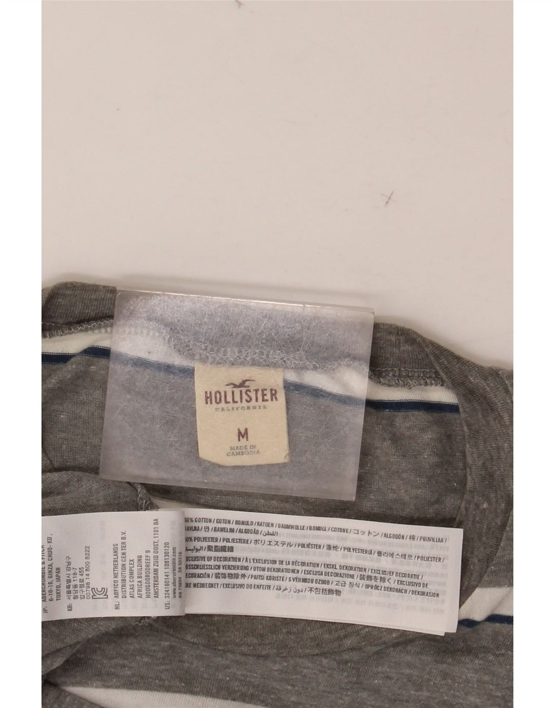 HOLLISTER T-Shirt Homme Gris Moyen Rayé Coton