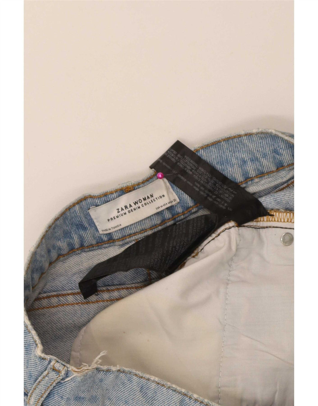 Zara Femme Mini Jupe En Jean En Détresse Moyen W28 Bleu Coton