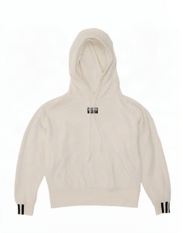 Adidas Pull à capuche surdimensionné pour femme UK 6 XS Blanc Coton