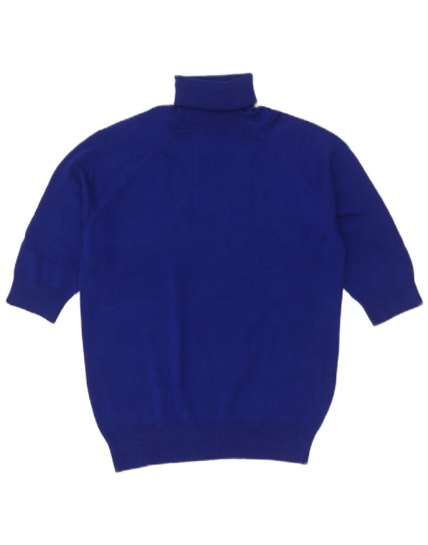 Zara Pull à manches courtes et col roulé pour femme UK 12 Bleu moyen Viscose