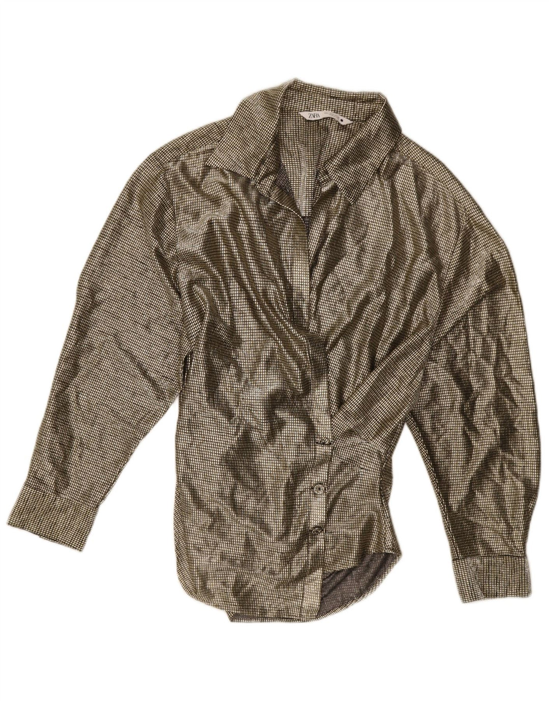 Zara Chemisier Femme Chemisier UK 14 Grand Vichy Doré