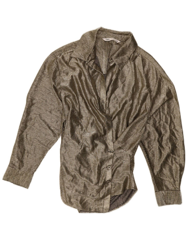 Zara Chemisier Femme Chemisier UK 14 Grand Vichy Doré