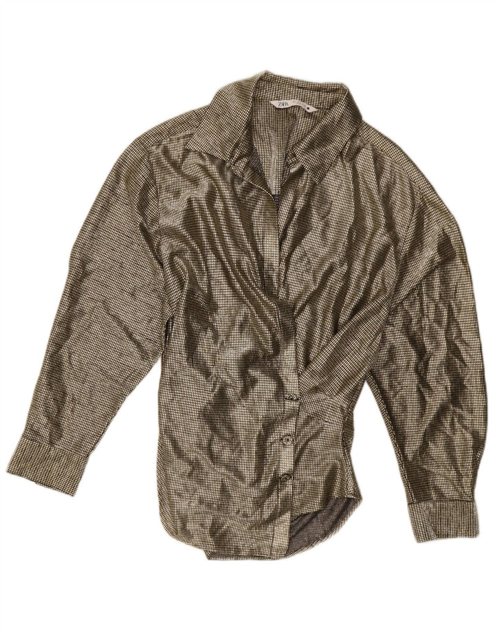 Zara Chemisier Femme Chemisier UK 14 Grand Vichy Doré