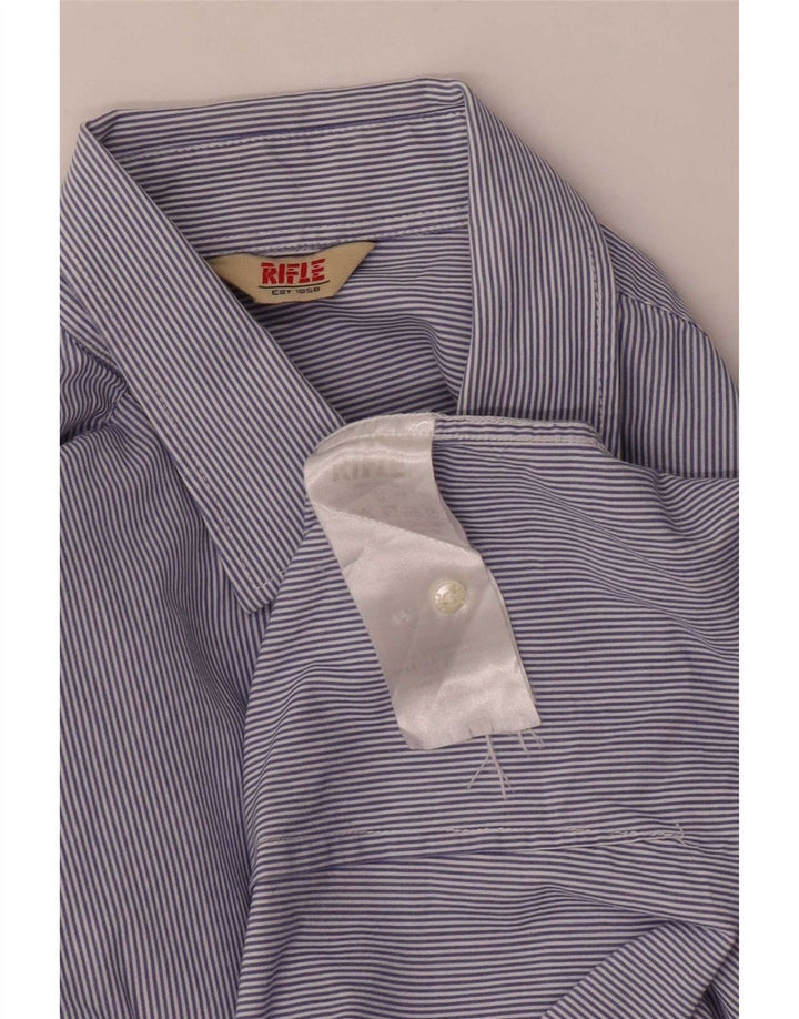 Chemise homme Rifle en coton à fines rayures bleu moyen