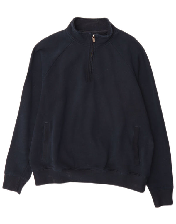 Marks & Spencer Sweat-shirt 1/4 zippé coupe classique pour homme Bleu marine moyen