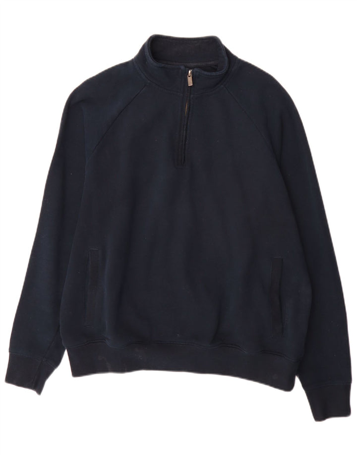 Marks & Spencer Sweat-shirt 1/4 zippé coupe classique pour homme Bleu marine moyen