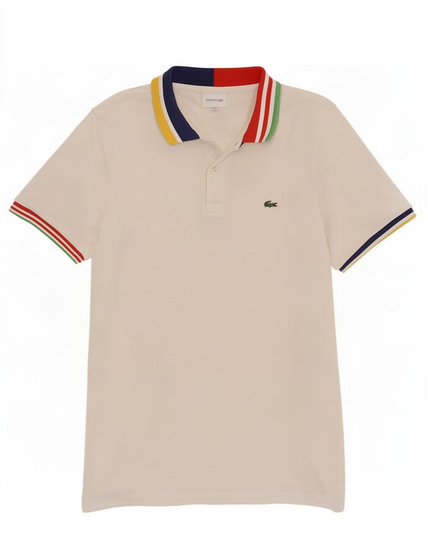 Polo Lacoste Rugby Garçon 15-16 ans Blanc Rayé Coton