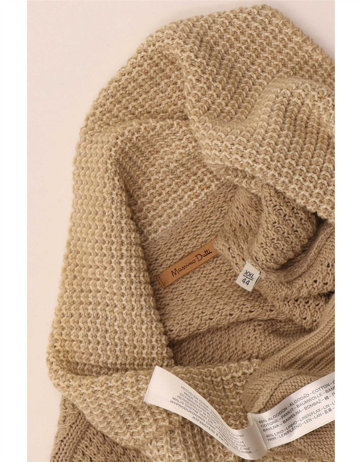 Massimo Dutti Pull à col châle pour homme en coton beige 2XL