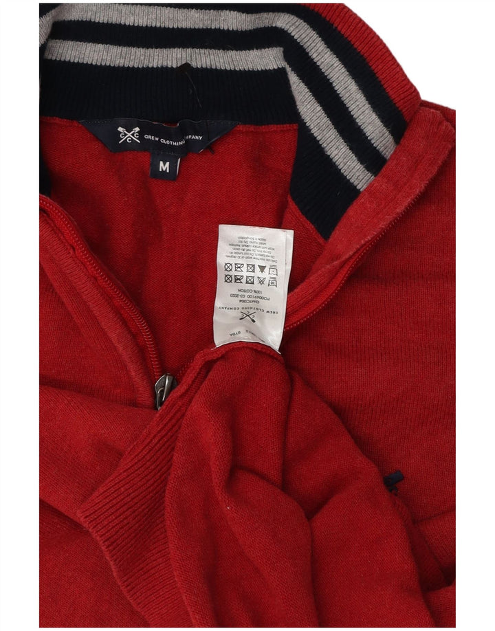 Crew Clothing Pull col zippé homme en coton rouge moyen