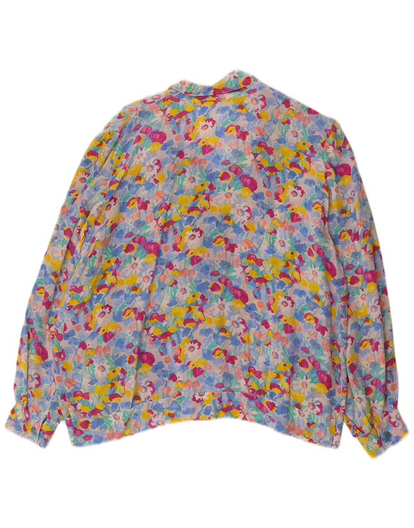 vintage Femme Chemise Blouse UK 18 XL Multicolore Floral