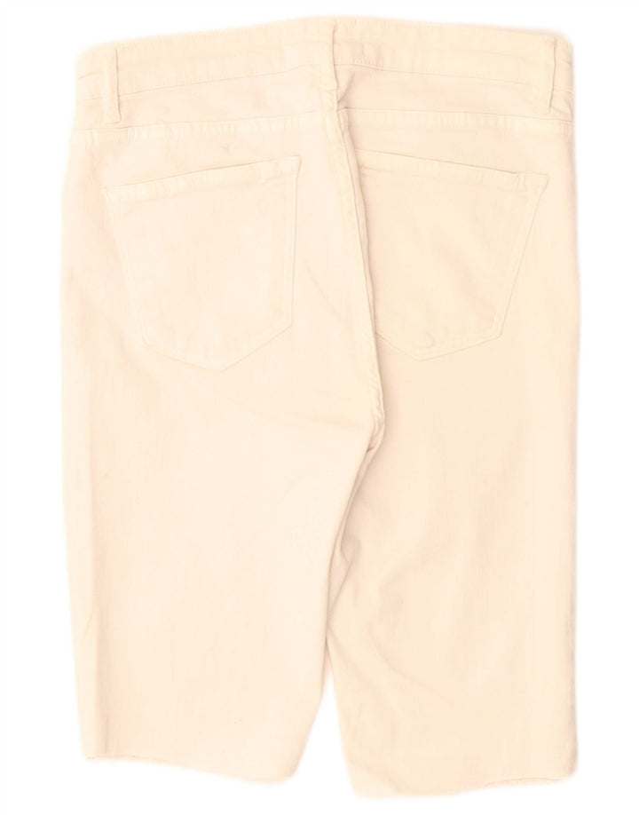 ZARA Femme Bermuda Denim Short EU 38 Small W28 Blanc Cassé