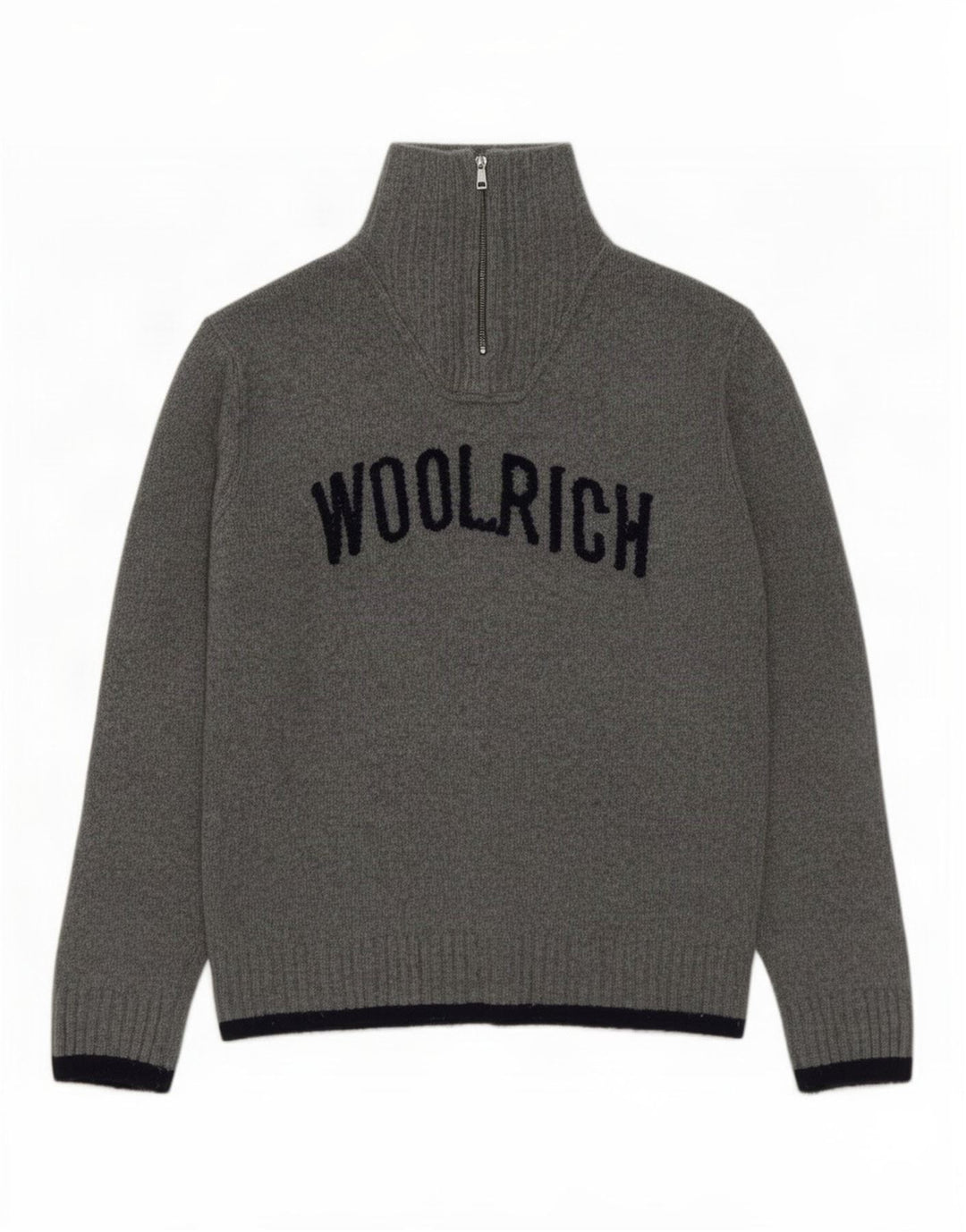 Woolrich Pull graphique à col zippé pour homme XL Gris Laine