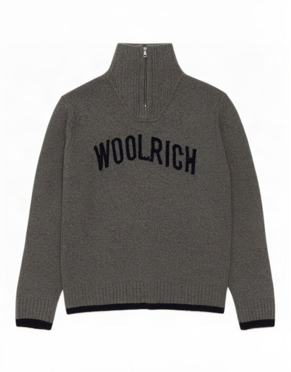 Woolrich Pull graphique à col zippé pour homme XL Gris Laine