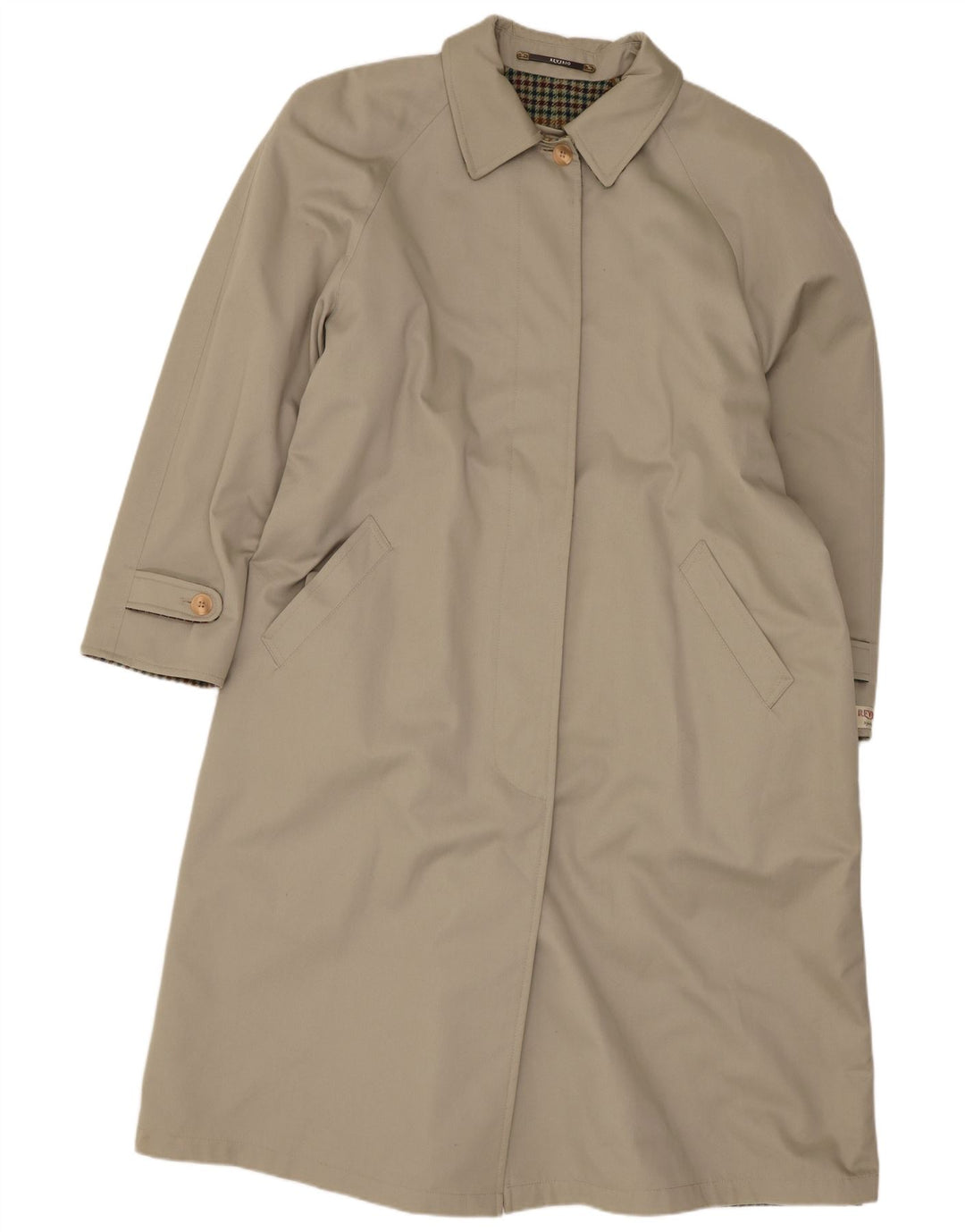 vintage Femme Réversible Pardessus EU 46 XL Beige Laine