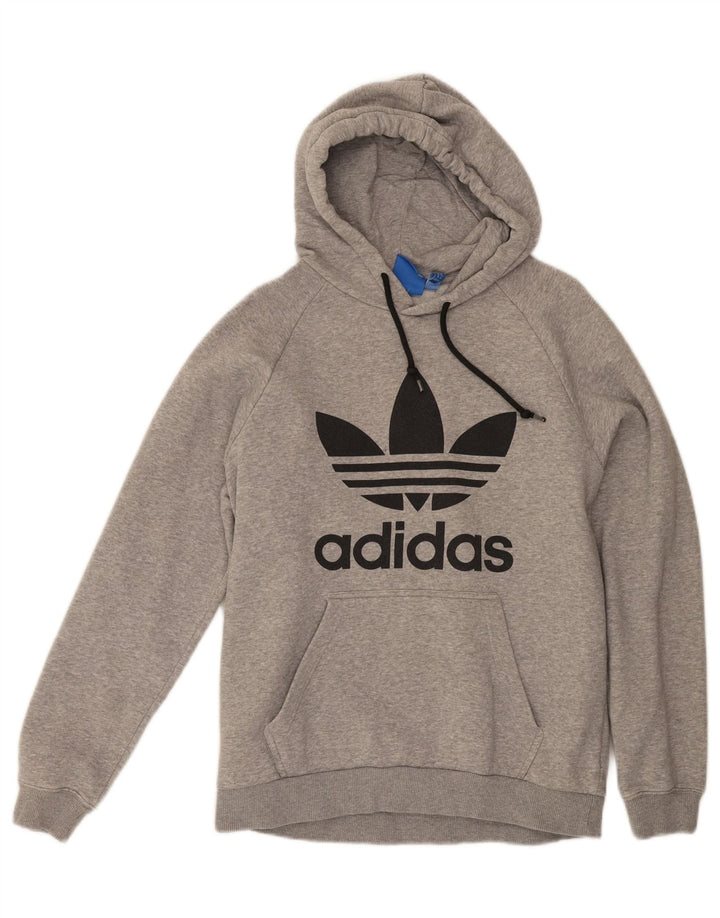 ADIDAS Mens Graphic Hoodie Jumper Medium Grey Cotton Vintage Adidas and Second-Hand Adidas from Messina Hembry 