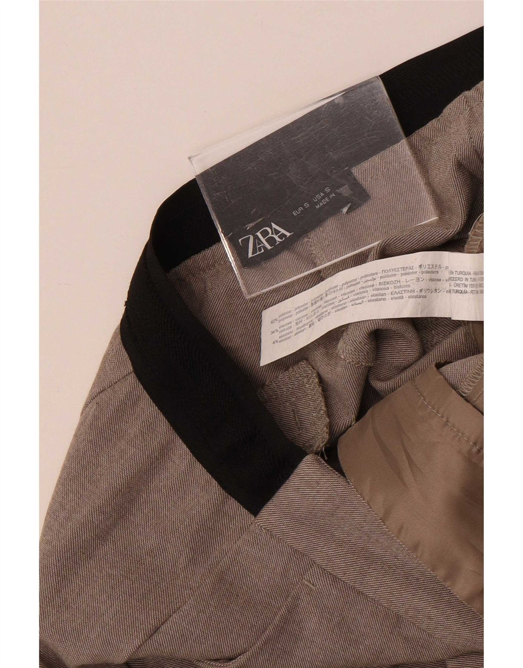 Pantalon Chino Slim Femme Zara Petit W28 L26 Gris Polyester
