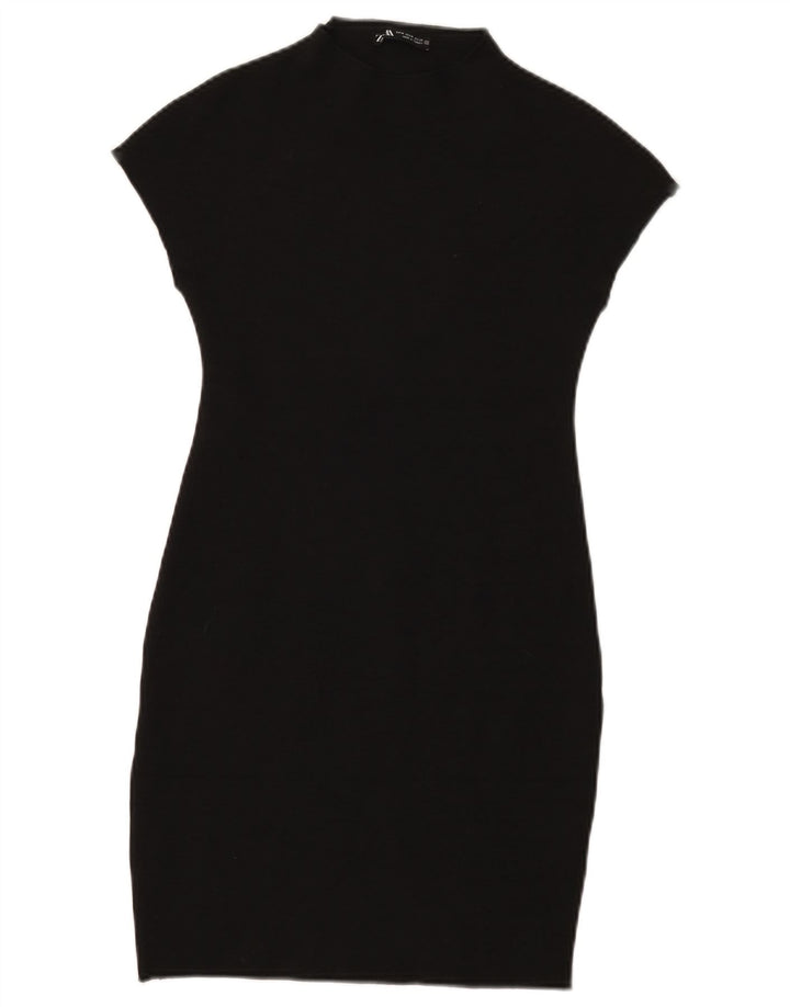 Zara Robe moulante pour femme UK 12 Viscose noire moyenne