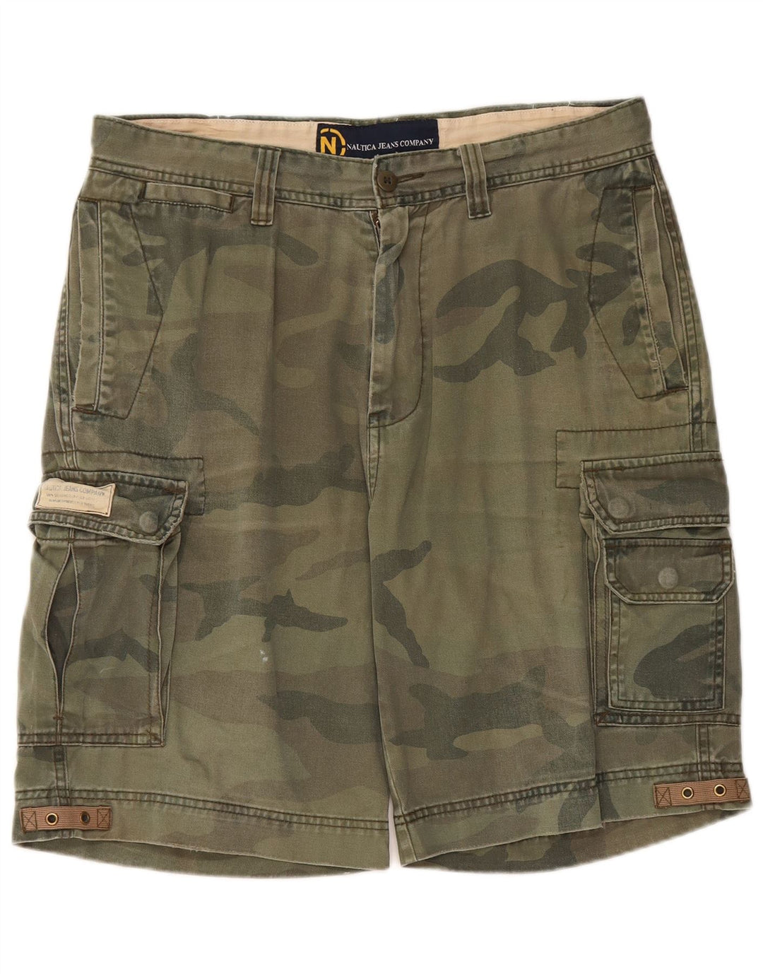 NAUTICA Short Cargo Homme W33 Coton Camouflage Vert Moyen