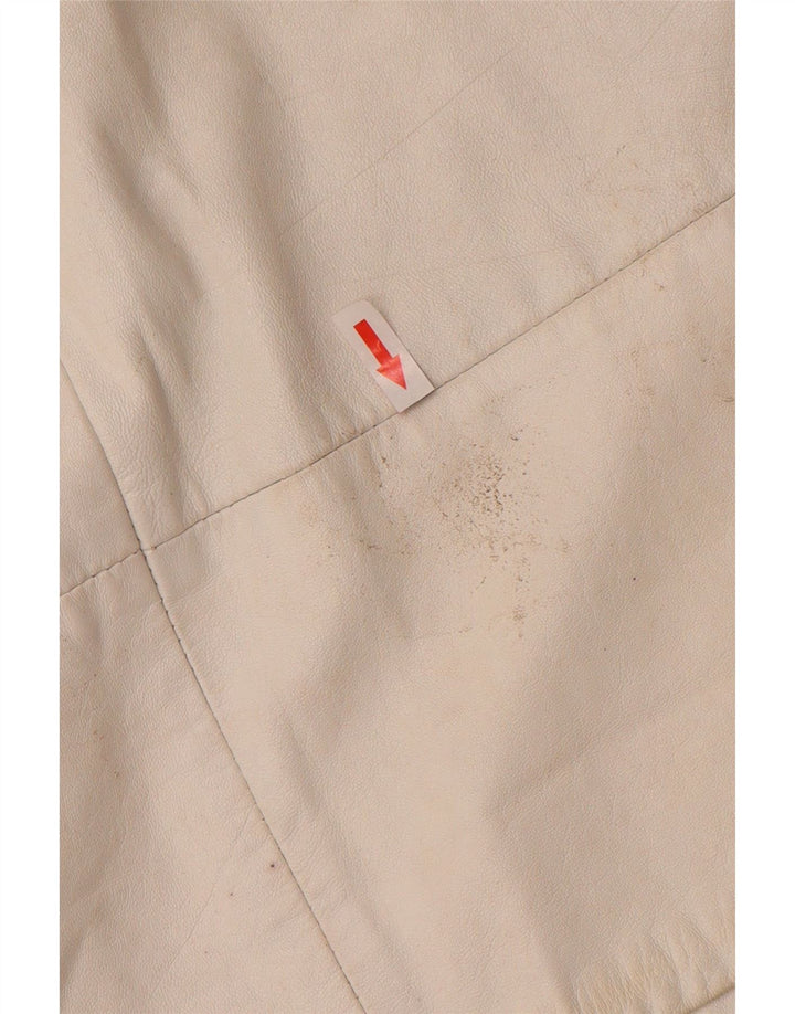 vintage Femme Cuir 2 Pièces Jupe Ensemble UK 12 Moyen W26 Off White