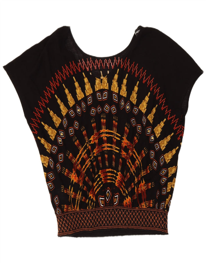 Desigual Chemisier Top UK 16 Large Noir Géométrique Femme