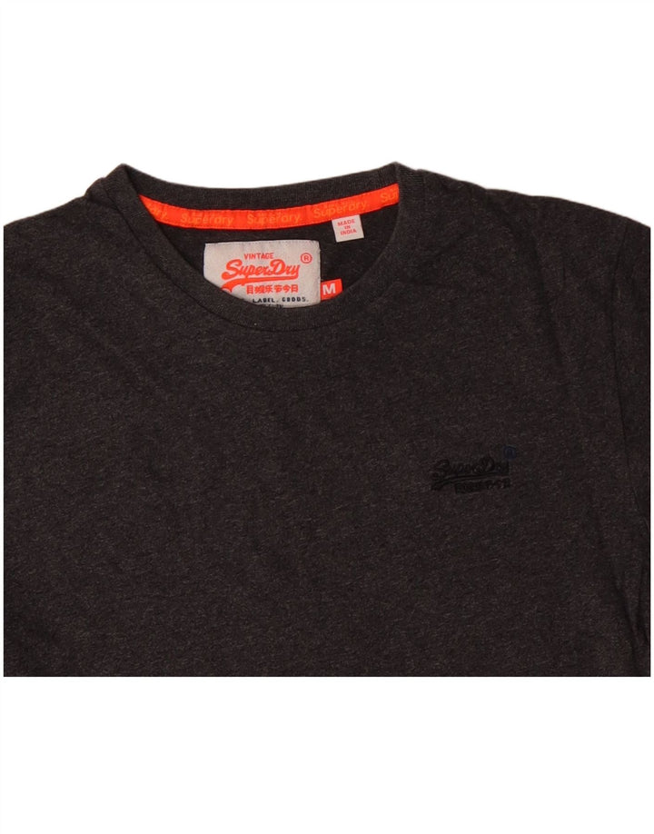 SUPERDRY T-Shirt Femme Top UK 14 Gris Moyen Coton