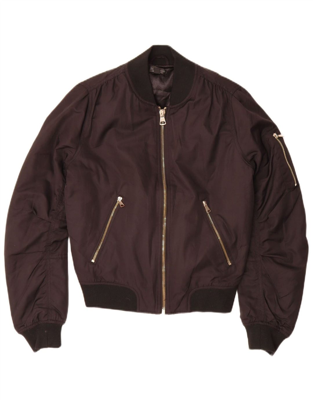 Topshop Veste bomber surdimensionnée pour femme UK 10 Petit Noir Polyester