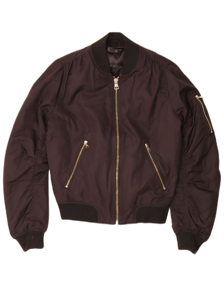 Topshop Veste bomber surdimensionnée pour femme UK 10 Petit Noir Polyester