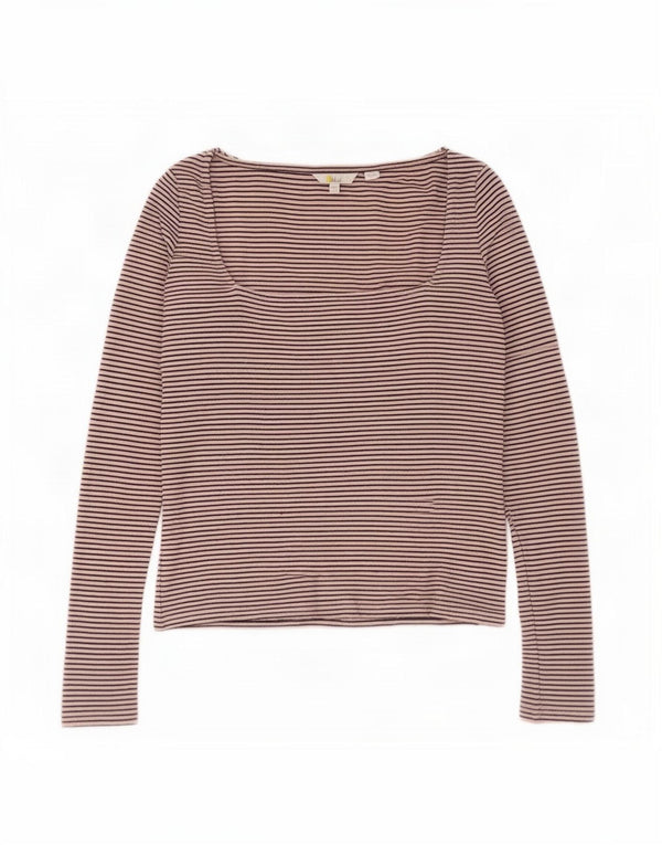 Boden Haut à manches longues pour femme UK 44 Large Rose à fines rayures en coton
