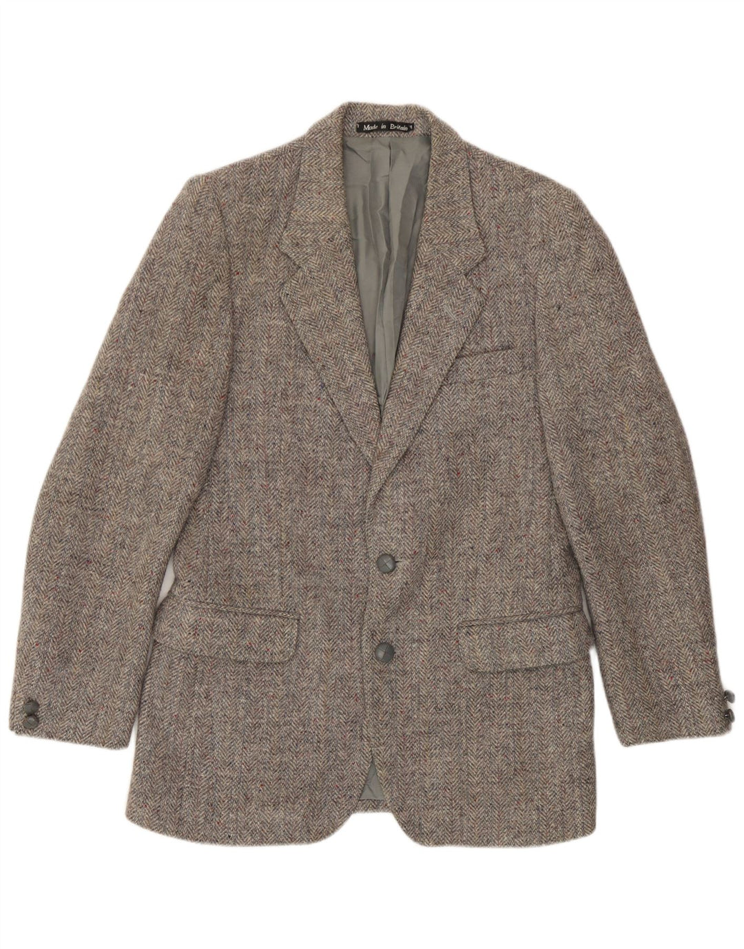 Harris Tweed Veste blazer à 2 boutons pour homme UK 36 Petit chevron gris