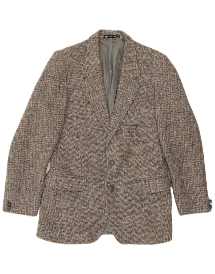 Harris Tweed Veste blazer à 2 boutons pour homme UK 36 Petit chevron gris
