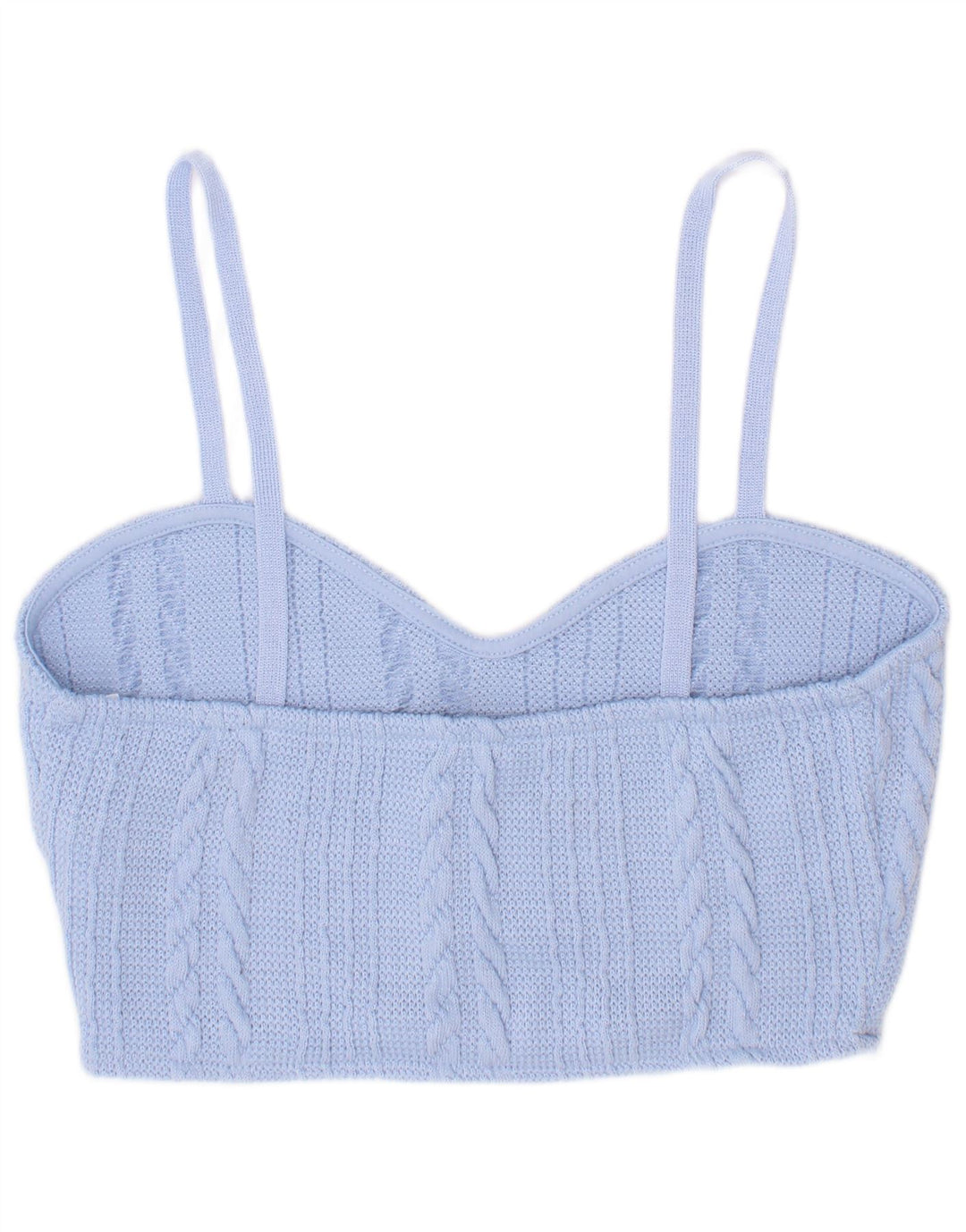 Zara Womens Knit Crop Top UK 8 Small Bleu Polyester