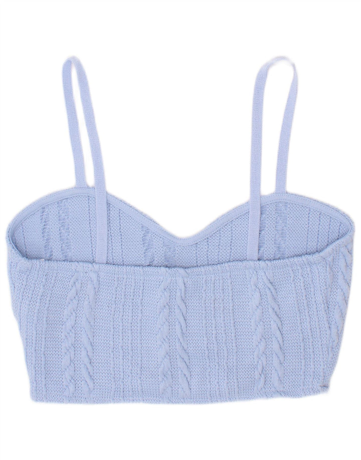 Zara Womens Knit Crop Top UK 8 Small Bleu Polyester